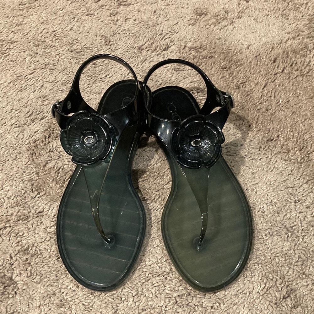 Coach Jelly Sandals in Ombre Green. Tea Rose. Size 8B